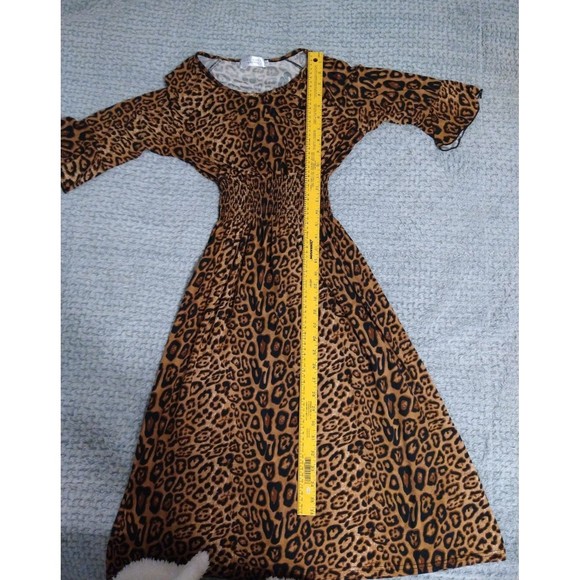 Sign here leopard print flared sleeve Dress Sm Boho Feminine Cottagecore Artsy - Picture 4 of 7